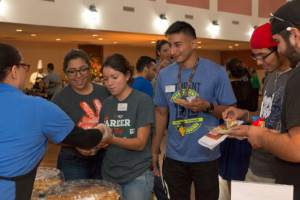 Students, faculty and staff enjoy samples of different kinds of food offered by Sodexo during the second annual Food Tasting Fair last Tuesday at the PlainsCapital Bank Gran Salón in Brownsville. MARIO GONZALEZ/THE RIDER