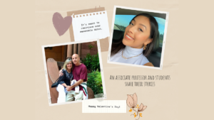 UTRGV Communication Associate Professor Kimberly Selber and her husband, Communication Professor Greg Selber, are shown at left. At right is marketing junior Alondra Sanchez Proa. Jacqueline Wallace/The Rider Photo Illustration