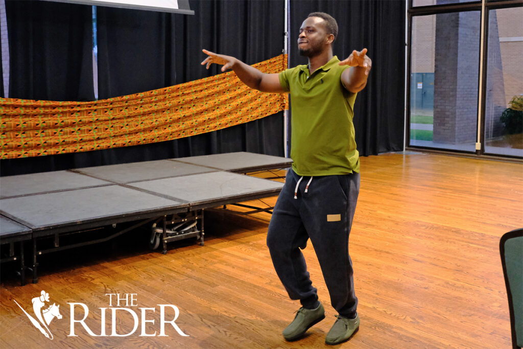 Applied statistics and data science graduate student Vincent Agbenteavu dances during the ASA Fall Social 2024 Saturday in the University Ballroom on the Edinburg campus. Angel Ballesteros/THE RIDER