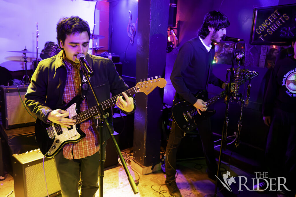 Cannon the Dealers lead singer Nick Tamayo (left) and lead guitarist Lane Flores electrify the evening with music from the band’s extended play “At Least the Weather’s Nice” Saturday in the Jukebox Bar, located at 1225 E. Adams St. in Brownsville. Eduardo Escamilla/THE RIDER