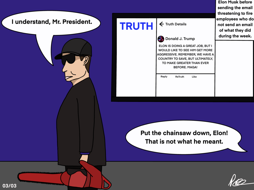 Editorial cartoon: Musk sends threatening email