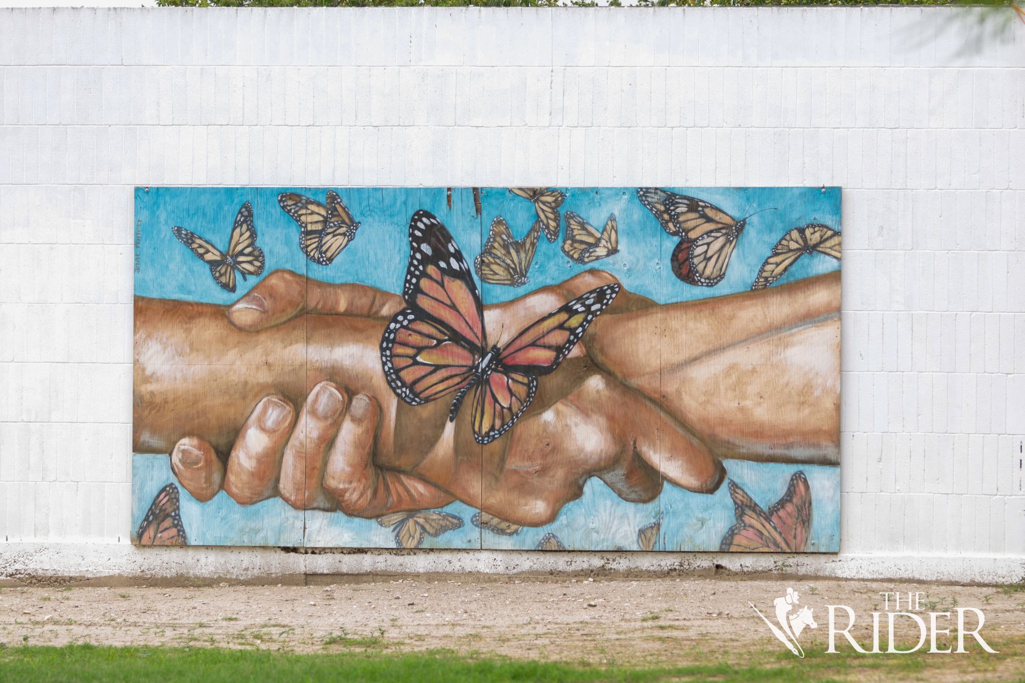 Shown is a mural of hands holding April 15 at the National Butterfly Center, located at 3333 Butterfly Park Drive in Mission.